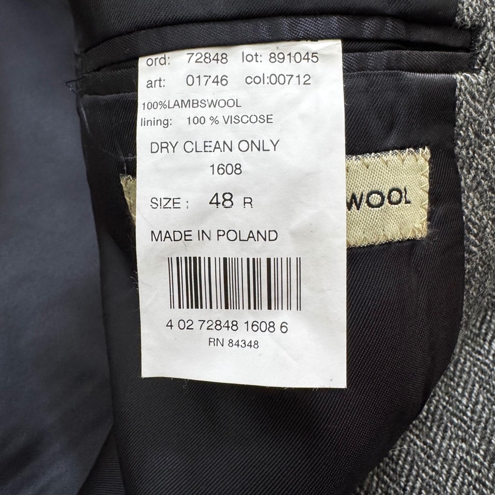 Alan Flusser Mens Lambswool Sport Coat Blazer Jacket 48R Gray Office Business - Picture 7 of 10